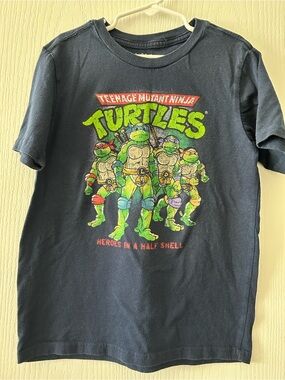 Boys Teenage Mutant Ninja Turtles Navy Graphic Kids T-Shirt size 8